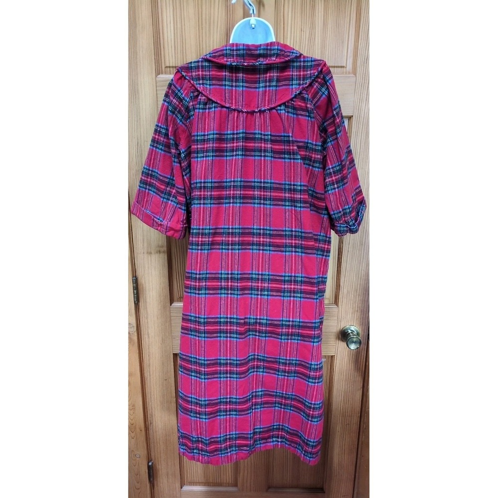 Vermont Country Store Robe/Nightgown Sz M Red Plaid Flannel Cotton Cottagecore - Picture 5 of 9